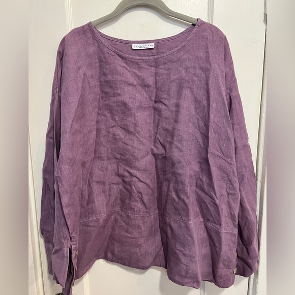 BRYN WALKER Light Linen Artist Top Blouse Light Purple - Picture 2 of 10